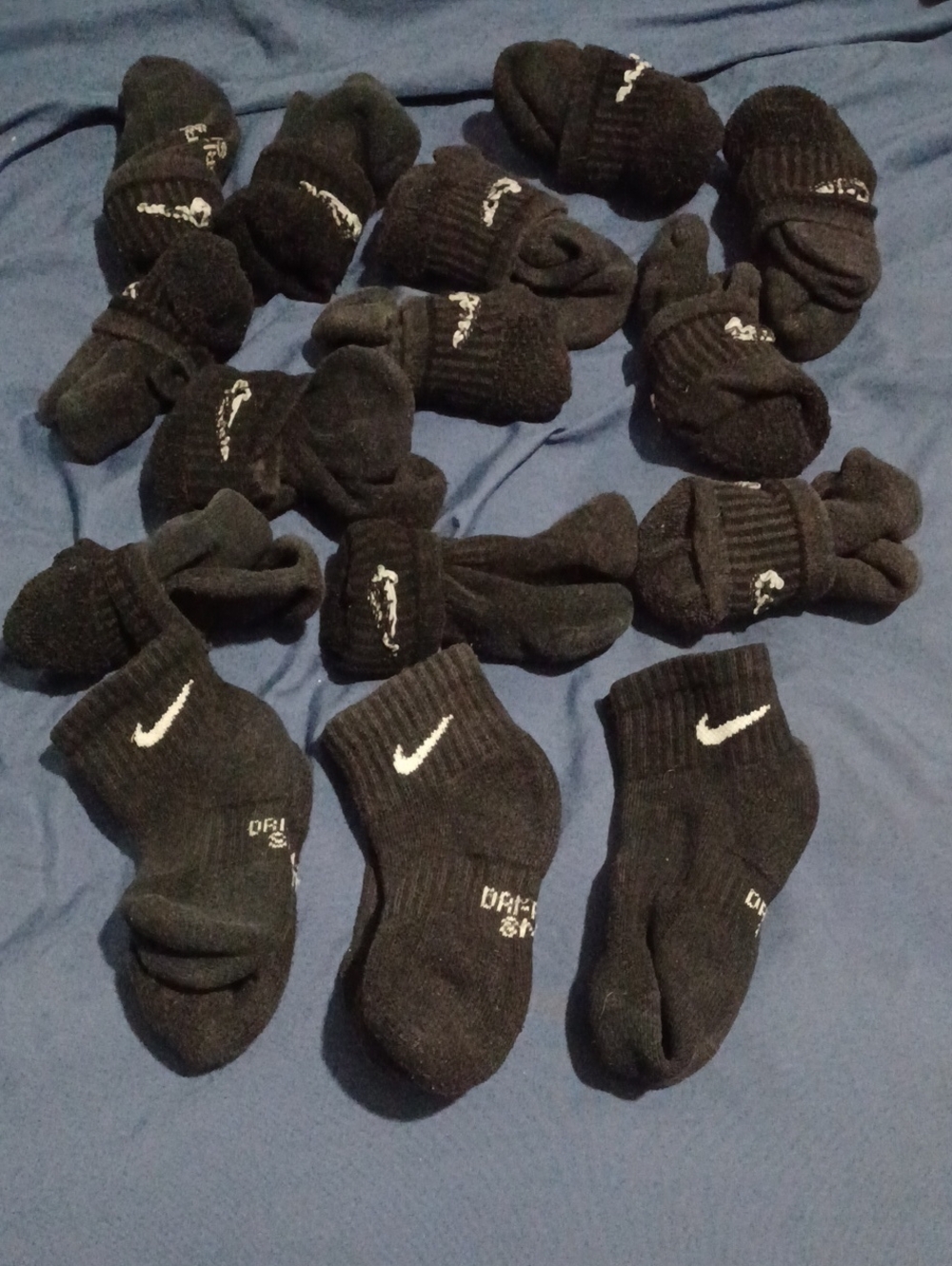 Bundle Of 15 Pairs Of Nike Boy’s Black Ankle Socks - Size 3Y-5Y